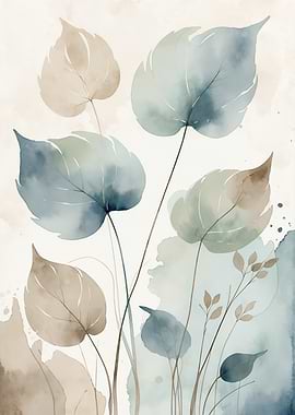 Watercolor Leaves Botanical Art