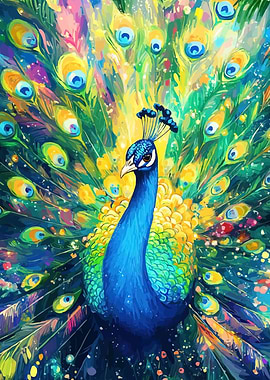 Colorful Peacock Painting