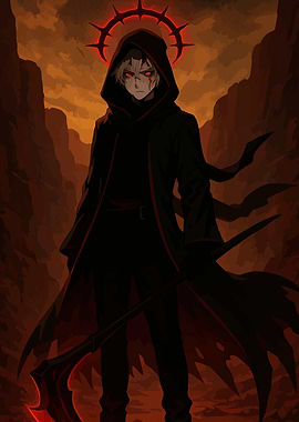 Dark Anime Reaper Red Halo