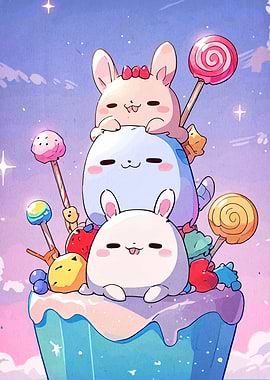 Cute Bunny Stack on Cupcake