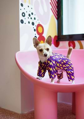 Chihuahua in Purple Lightning Bolt Pajamas