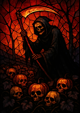 Grim Reaper Stained Glass Halloween