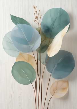 Abstract Leaves on Textured Background