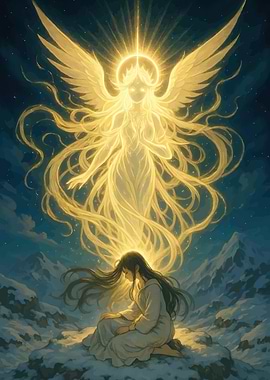 Angel Woman Snowy Landscape