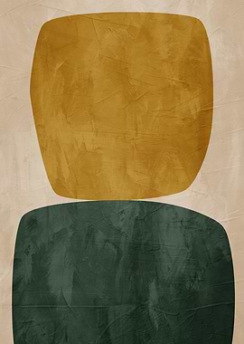 Abstract Shapes Art: Mustard and Green
