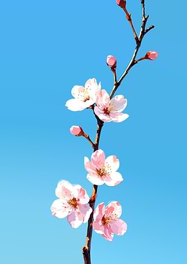 Cherry Blossoms Against Blue Sky