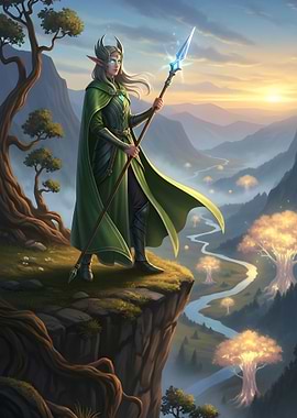 Elf Warrior on Cliff Edge