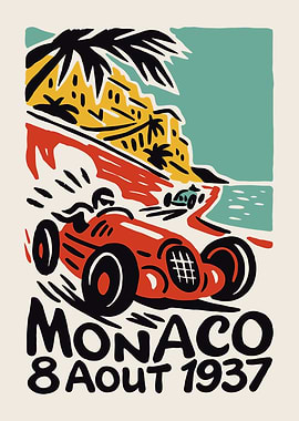 Monaco 1937 Race Vintage Poster