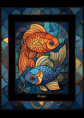 Pisces Zodiac Sign Stained Glass Art