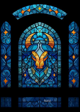 Taurus Zodiac Sign Stained Glass Art