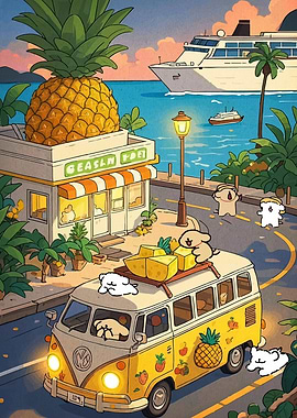 Tropical Vacation with Cute Characters