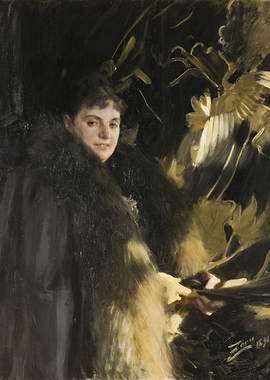 Portrait of a Woman with Fur