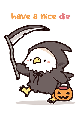 Cute Grim Reaper Bird Halloween