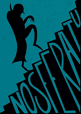 Nosferatu Silhouette Climbing Text Stairs