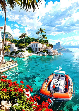 Coastal Paradise with Boat and Villas