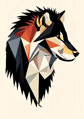 Geometric Wolf Head Illustration