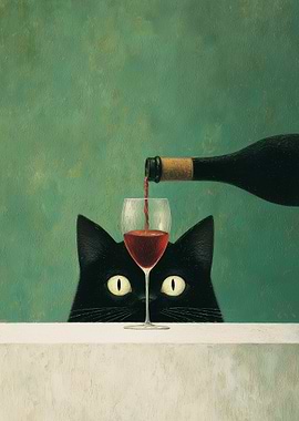 Cat and Drinl red color