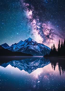 Milky Way over Mountain Lake Reflection