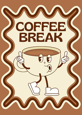 Coffee Break Cartoon Character Illustration