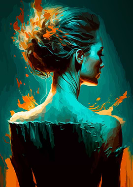 Woman with Fire Hair Digital Art