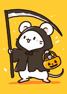 Cute Mouse Grim Reaper Halloween
