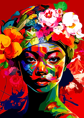 Floral Portrait in Vibrant Colors