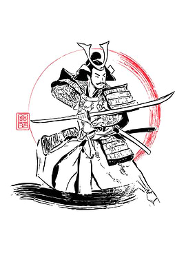 Samurai Warrior Ink Illustration