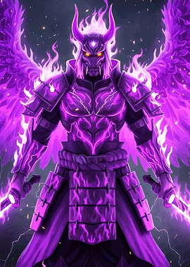 Purple Armored Warrior Flaming Wings