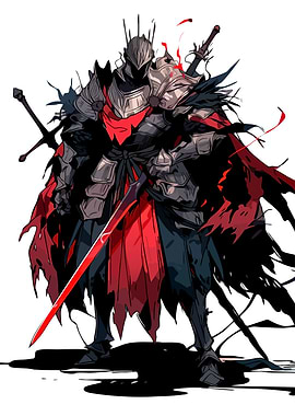 Dark Knight with Red Sword