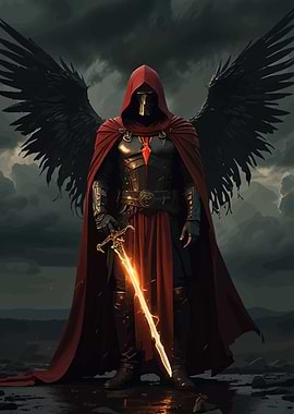 Winged Warrior Glowing Sword