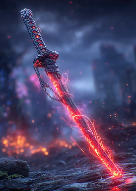 Glowing Red Katana
