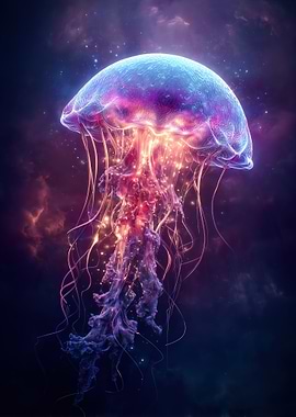 Glowing Jellyfish in Deep Space