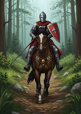 Knight on Horseback in Forest