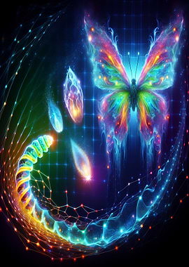 Abstract Butterfly with Glowing Elements