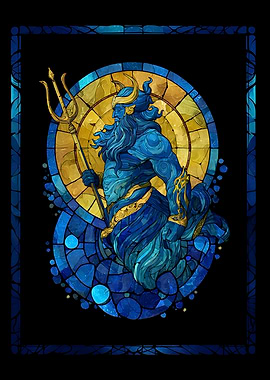 Zodiac Aquarius Stained Glass Art