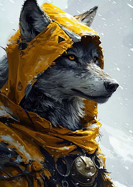 Wolf in Yellow Hood