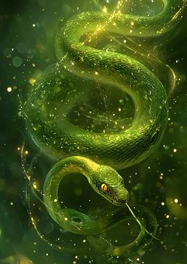 Coiled Green Snake