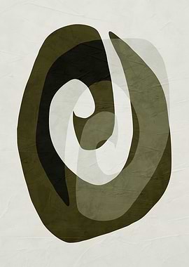 Abstract Olive Green Swirl Art