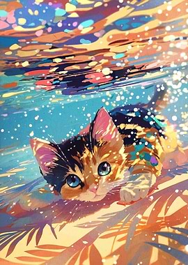 Calico Kitten in Sunlight Digital Art