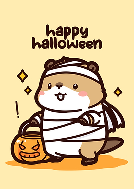 Cute Halloween Mummy Hamster Illustration