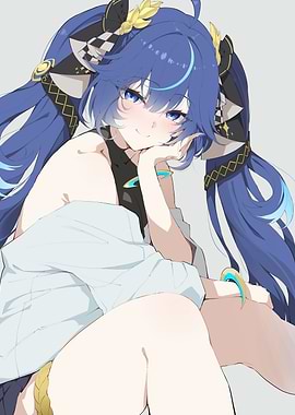 Anime Girl with Blue Hair
