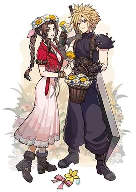 Cloud and Aerith with Flowers