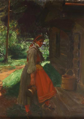 Woman in Traditional Dress Painting