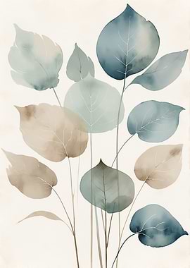 Watercolor Leaves Botanical Art