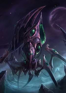 Protoss Stalker Against Cosmic Night