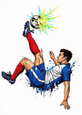 Soccer Player Bicycle Kick Illustration