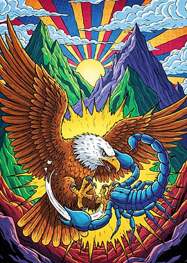 Eagle versus Scorpion Mountain Landscape