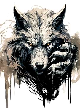 Wolf Portrait with Claws