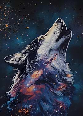 Howling Wolf Galaxy Art