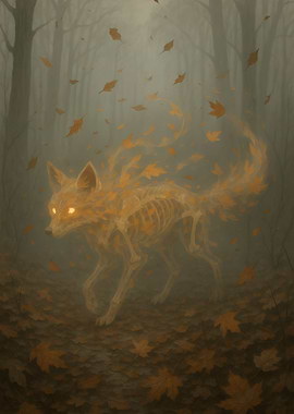Autumn Spirit Fox in Misty Woods